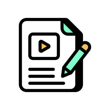 Vektör olarak Video Betiği simgesi. Logotype