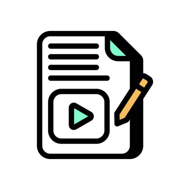 Vektör olarak Video Betiği simgesi. Logotype