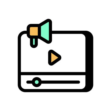 Vektör olarak video pazarlama simgesi. Logotype