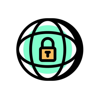 Global Ağ simgesini vektörde emniyete al. Logotype