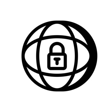 Global Ağ simgesini vektörde emniyete al. Logotype