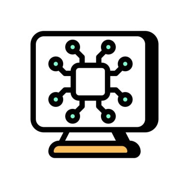 Siber Güvenli Çip simgesi vektörde. Logotype