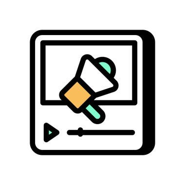 Vektör olarak video pazarlama simgesi. Logotype