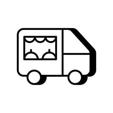 Yemek kamyonu sigorta ikonu vektör olarak. Logotype