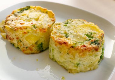 Broccoli Casserole, Vegetable Gratin, Baked Broccoli with Potatoes, Cheese and Cream Closeup