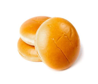 Burger Bun Isolated, Hamburger Wheat Bread, Empty Whole Burger Bun on White Background
