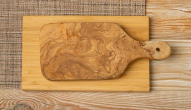 Old Wood Cutting Board Mockup, Vintage Chopping Board Background, Rustic Napkin, Empty Cut Desk, Cutting Board Copy Space Top View