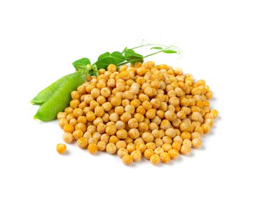 Dry Yellow and Fresh Green Peas Isolated, Whole Pea Pile, Raw Legume, Protein Source, Healthy Vegan Food, Dry Yellow Peas on White Background