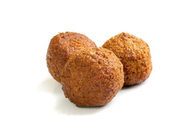 Falafel Balls Isolated, Fried Chickpea Balls, Traditional Falafels, Spiced Arabic Halal Food, Falafel on White Background