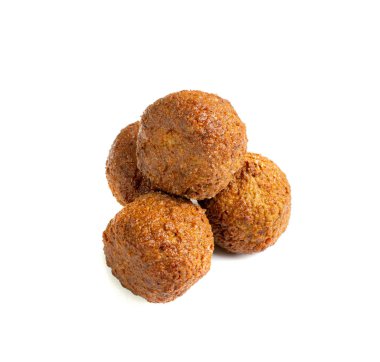 Falafel Balls Isolated, Fried Chickpea Balls, Traditional Falafels, Spiced Arabic Halal Food, Falafel on White Background