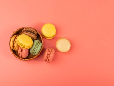 Macaron Cake Isolated, Macaroon Cookie, Almond Meringue, Sweet Macaroons, Colorful French Dessert on White Background