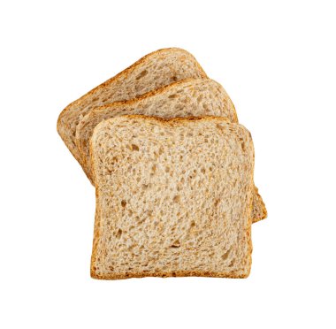 Whole Grain Healthy Sandwich Bread Square Slices Isolated, Supermarket Bread for Toasts, Soft Sandwich Loaf Pieces on White Background Top View, Clipping Path