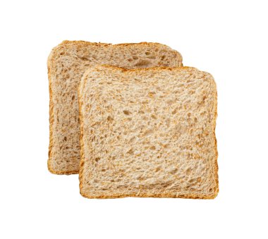 Whole Grain Healthy Sandwich Bread Square Slices Isolated, Supermarket Bread for Toasts, Soft Sandwich Loaf Pieces on White Background Top View, Clipping Path
