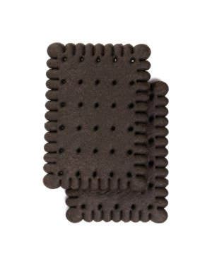 Chocolate Biscuit Isolated, Black Quadratic Cookie, Dark Soft Biscuits, Square Butter Cookies, Fresh Sweet Cocoa Cracker on White Background Top View