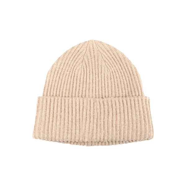 Καπέλο Χειμώνα Απομονωμένο Πλεκτό Καπάκι Beige Καπέλο Χειμώνα Αθλητικά Cap — Διανυσματικό Αρχείο