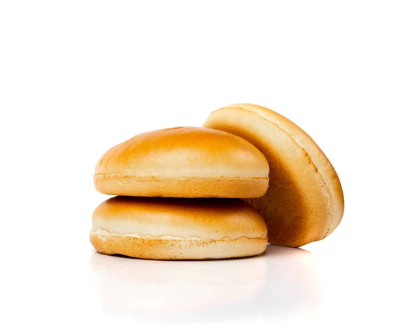 烤面包分离 汉堡包小麦面包 白背景色下的空的整体烤面包 — 图库照片