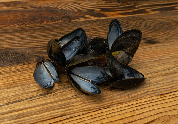Κενό Μύδια Shell Μαύρα Μύδια Κοχύλια Τρώγοντας Mollusc Κενό Όστρακα — Φωτογραφία Αρχείου