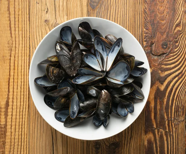 Concha Mejillones Vacíos Conchas Almejas Negras Comer Moluscos Conchas Vacías — Foto de Stock