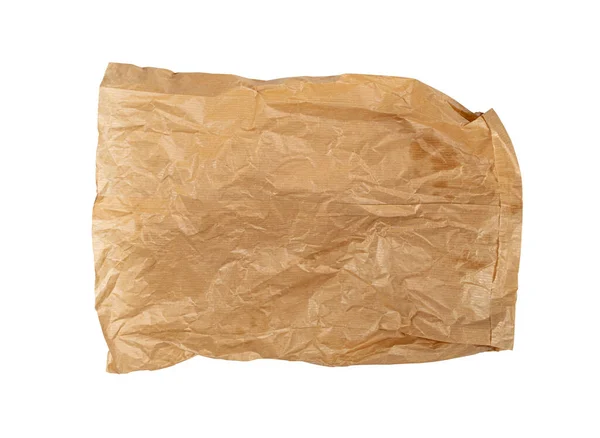 Oude Papieren Zak Geïsoleerd Gekrompen Wegwerp Ecologie Container Gerimpelde Paperbag — Stockfoto