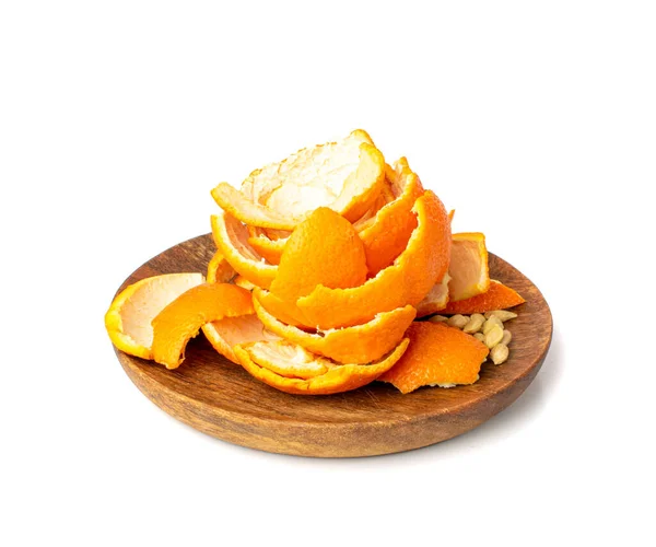 Cáscara Mandarina Aislada Mandarina Pelada Corteza Cítricos Fresca Piel Mandarinas —  Fotos de Stock