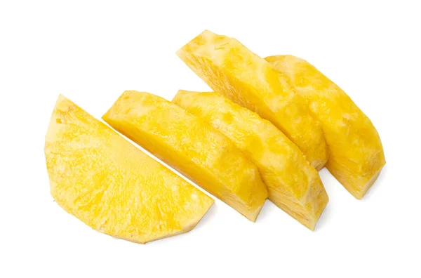 Ananasschnitte Isoliert Rohe Ananasstücke Comosus Tropical Fruit Brocks Reife Pinienapfelscheiben — Stockfoto