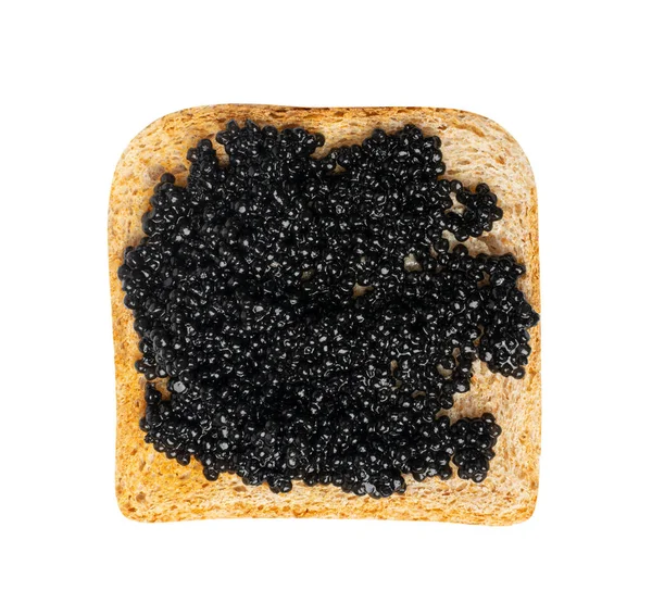 Μαύρο Χαβιάρι Στο Ψωμί Απομονωμένο Sturgeon Σεβρούγκα Beluga Caviare Πολυτελή — Φωτογραφία Αρχείου