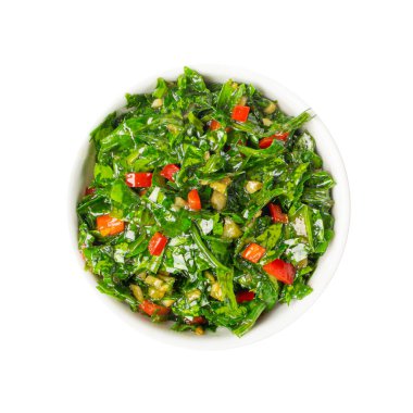 Chimichurri Sauce Isolated, Argentinian Steak Dip, Green Chimichuri with Herbs, Chopped Parsley, Garlic, Olive Oil, Chimichurri Sauce on White Background