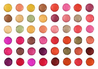 Macaron Cake Set Isolated, Macaroon Cookie, Almond Meringue, Sweet Macaroons, Colorful French Dessert on White Background