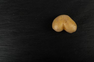 Potato Heart Top View with Copy Space, Heart Shape Potato, Love Vegetable, Valentine Day Symbol