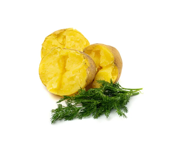 Boiled Potato Half Skin Isolated Whole Prepared Unpeeled Vegetables Healthy — ストック写真