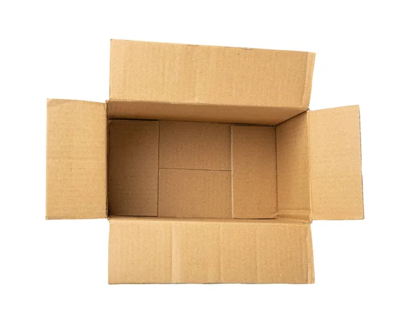 Empty Cubic Paper Box Brown Cardboard Package Mockup Ecological Consumption — Stock Photo, Image
