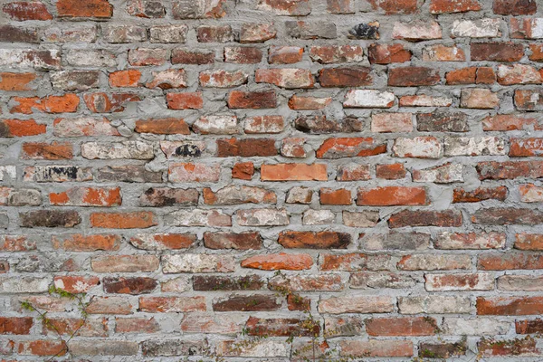 古いレンガの壁のテクスチャ背景 赤レンガブロック壁 古代のレンガフェンス コピースペースとレトロな石の壁 レンガ造りの外観モックアップ — ストック写真