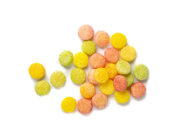 Colorful Breakfast Bolls Pile Isolated Fruity Cereal Ball Colorful Corn — Photo