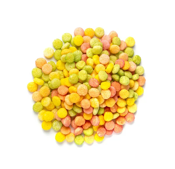 Colorful Breakfast Bolls Pile Isolated Fruity Cereal Ball Colorful Corn — ストック写真