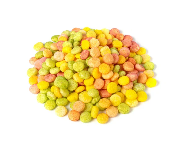 Colorful Breakfast Bolls Pile Isolated Fruity Cereal Ball Colorful Corn — 图库照片