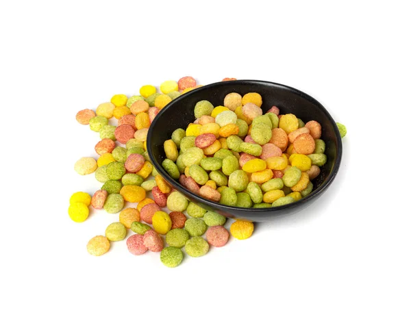 Colorful Breakfast Bolls Pile Isolated Fruity Cereal Ball Colorful Corn — 스톡 사진