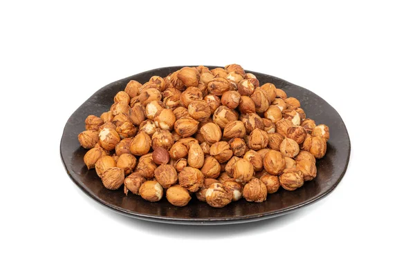 Ореховые Ядра Hazelnuts Кучи Плиты Изолированные Здоровые Органические Орехи Группы — стоковое фото