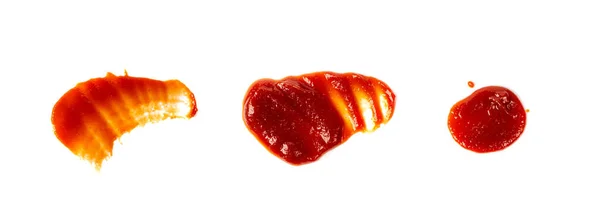 Set Gotas Ketchup Aisladas Salpicadura Salsa Tomate Mancha Catsup Derrame — Foto de Stock