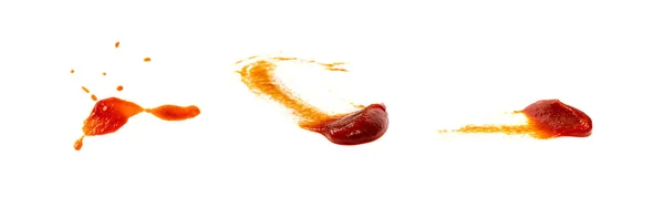 Ketchup Drops Set Isolated Tomato Sauce Splash Catsup Stain Hot — стокове фото