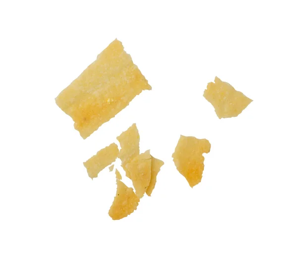 Long Potato Chips Isolated Broken Crispy Thin Potato Snack Pile — Stock Photo, Image