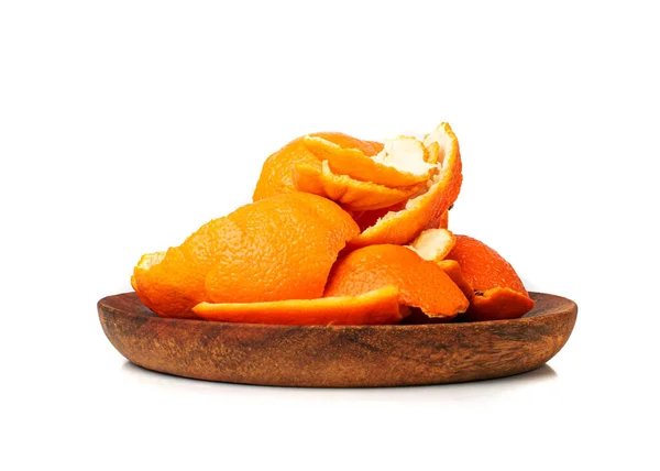 Mandarijnschillen Geïsoleerd Geschilde Mandarijn Verse Citrusschil Mandarijnen Huid Natuurlijk Essenkruid — Stockfoto