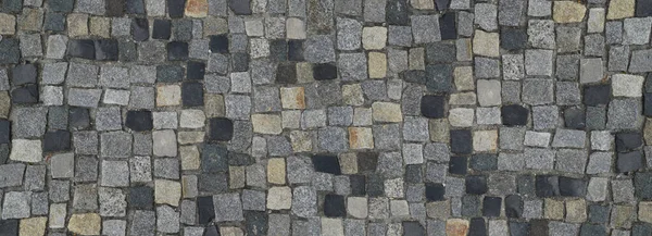 Portuguese Stone Pavement Calcada Portugal Granite Cobblestone Road Top View — стоковое фото