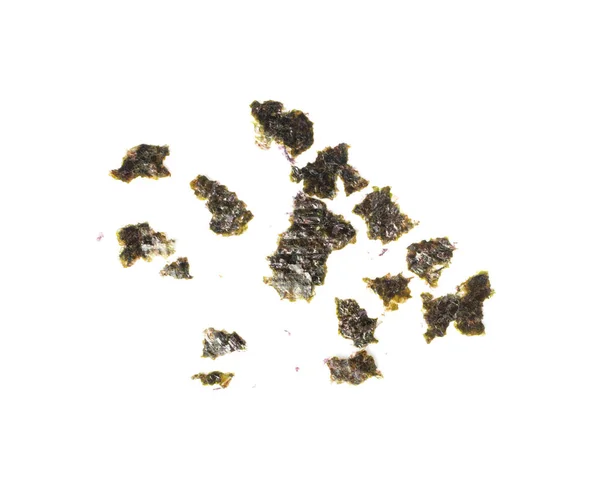 Nori Pieces Isolated Dried Aonori Seaweed Flakes Dry Sea Weed — стоковое фото