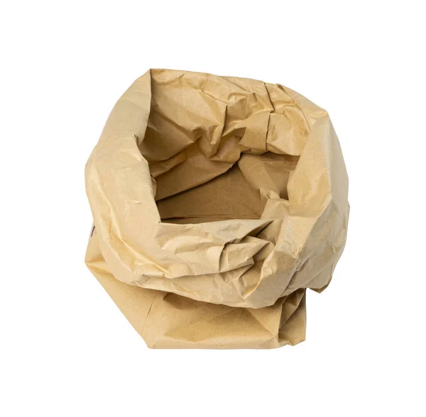 古い紙袋は隔離された 使い捨て生態容器 しわのある紙袋 白い背景のクラフト紙袋 — ストック写真