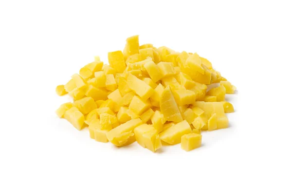 Diced Boiled Potato Pile Isolated Chopped Potatoes Cooked Cubed Potato — Stock Photo, Image