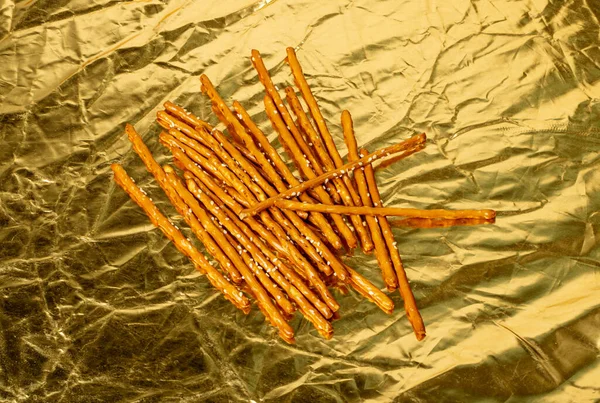 Ekmek Çubukları Kraker Çubukları Susam Grissini Susam Tohumlu Kraker Atıştırması — Stok fotoğraf