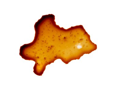 Kuru Leke İzole, Kurutulmuş Soya Sause, Teriyaki Drops, İstiridye Sosu, Balzamik Sirke Göletleri Beyaz Arkaplan Üst Görüş Alanı