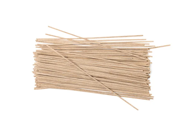 Dry Soba Isolated Raw Buckwheat Noodles Uncooked Buck Wheat Pasta — Stok fotoğraf