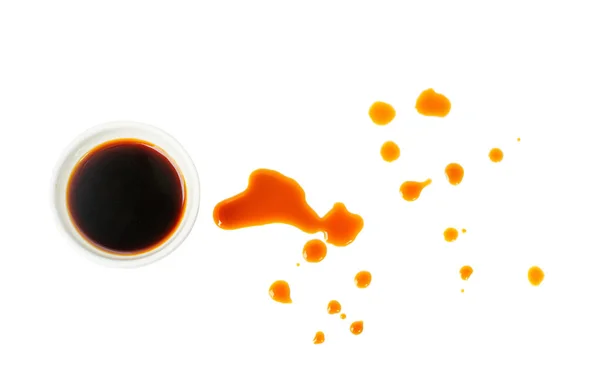Spilled Soy Sause Isolated Teriyaki Drops Oyster Sauce Balsamic Vinegar — стокове фото