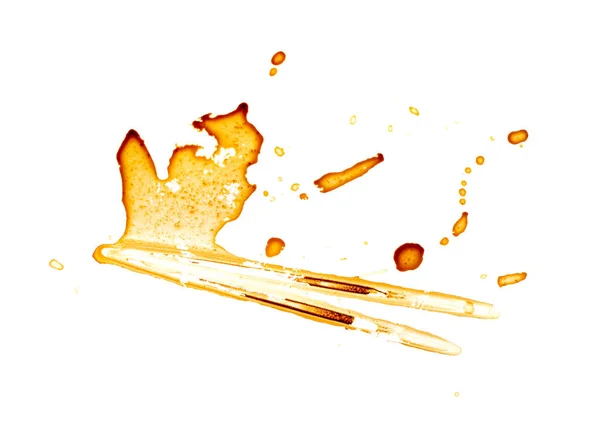 采购产品干污渍隔离 干喷溅的酱油暂停 地衣水滴 牡蛎酱汁 白背景视图上的香脂文笔 — 图库照片